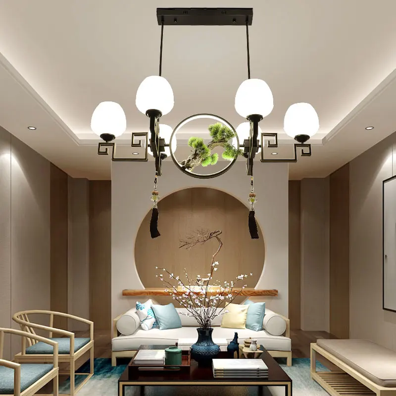 Люстра для ресторана в китайском стиле креативная лампа ретро чайной комнаты