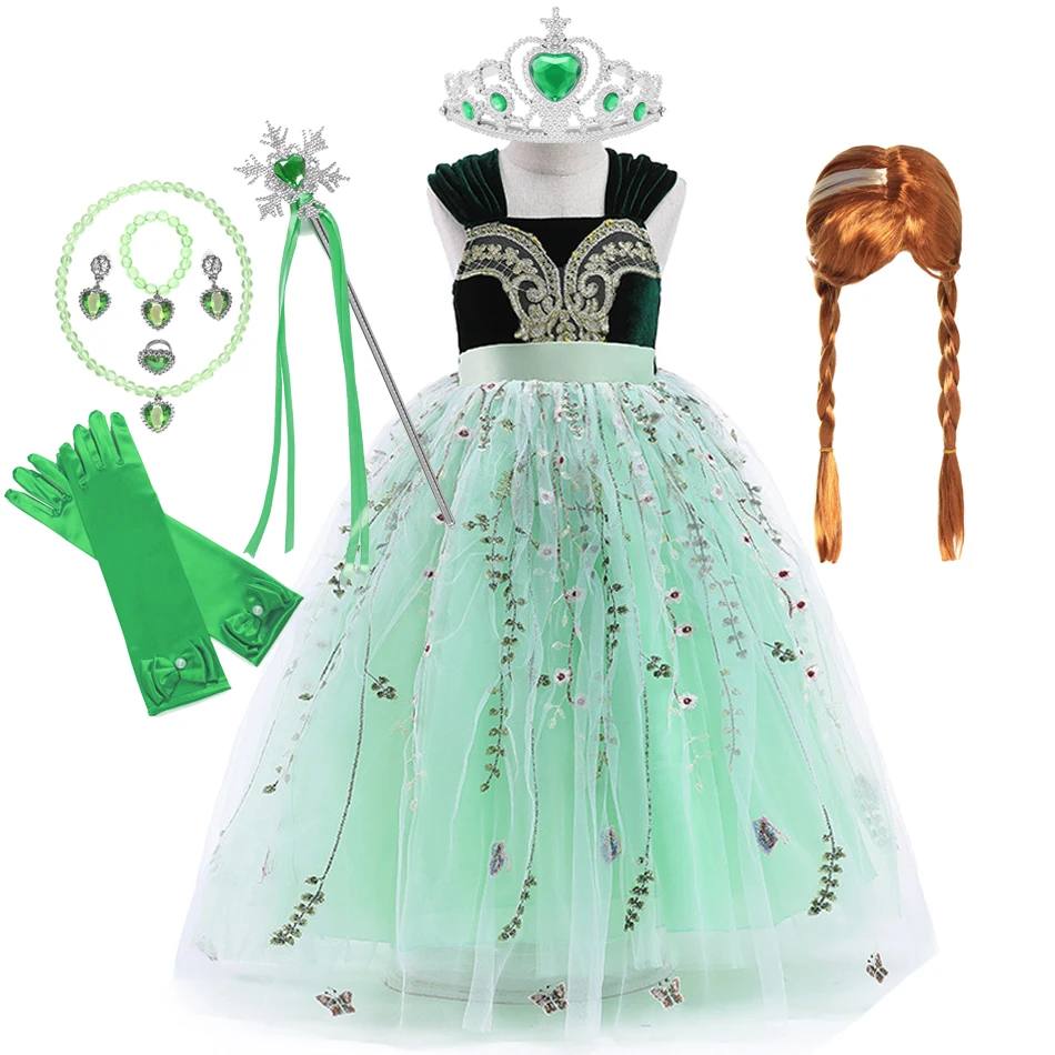 

2022 Anna Halloween Dress Cosplay Snow Queen Costume Kids Princess Clothes Birthday Carnival Fancy Vestidos Party Disguise