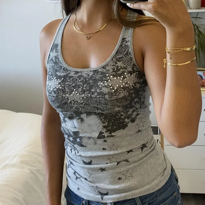 

Женский топ-майка с графическим принтом в стиле ретро