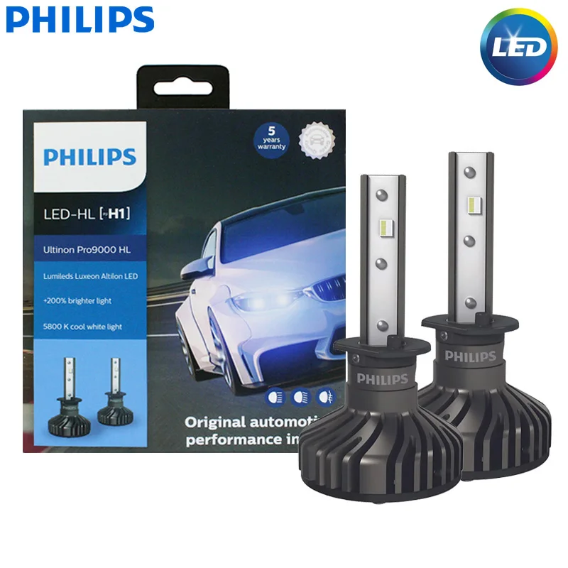 

Philips Ultinon Pro9000 LED H1 Автомобильная фара 5800K холодный белый + 250% яркий с Lumi led s LED Автомобильные лампы 20 Вт 11258U90CWX2, 2 шт.