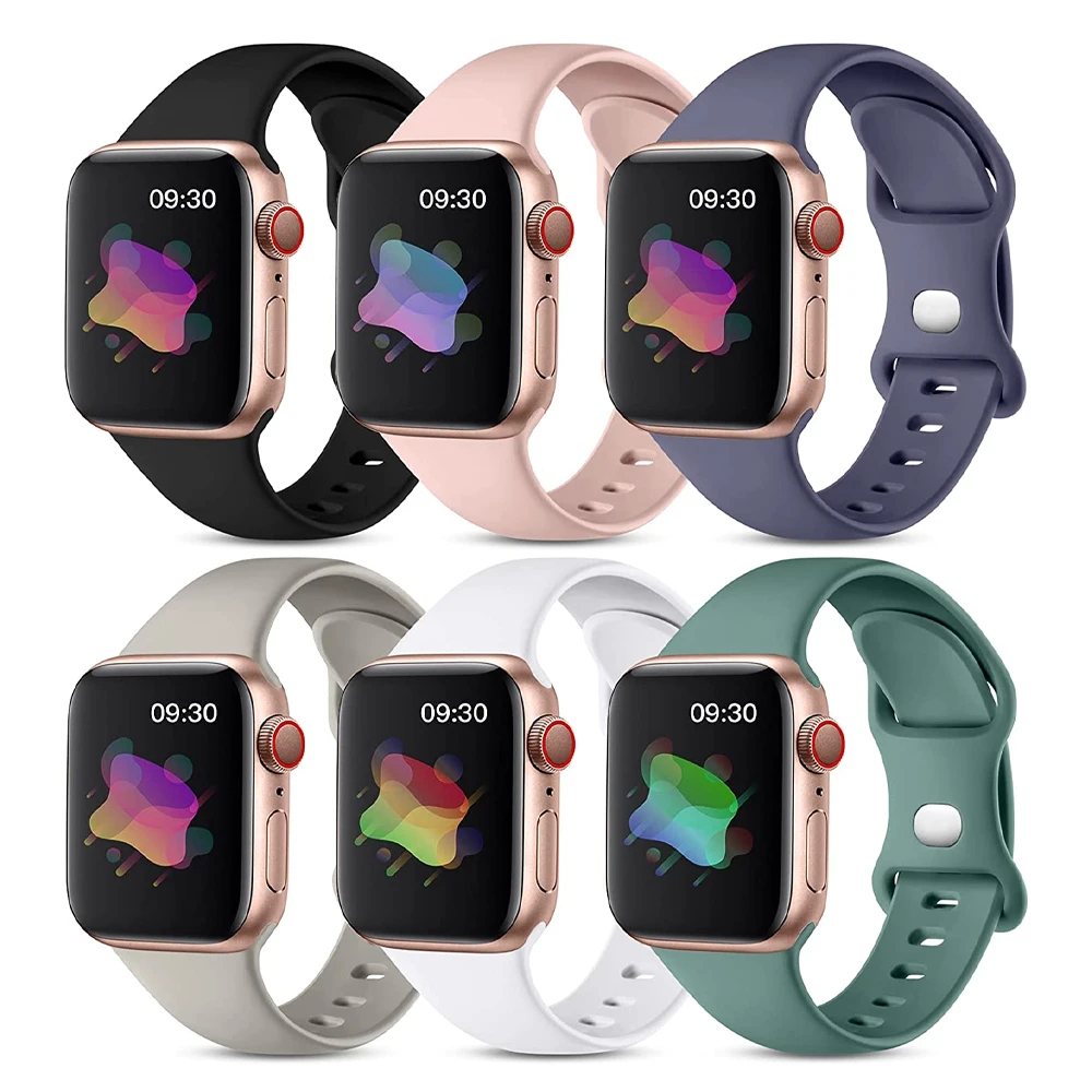 

Ремешок силиконовый для Apple Watch Band 44 мм 45 мм 42 мм 41 мм 40 мм 38 мм, резиновый браслет для часов iwatch series 3 4 5 6 SE 7