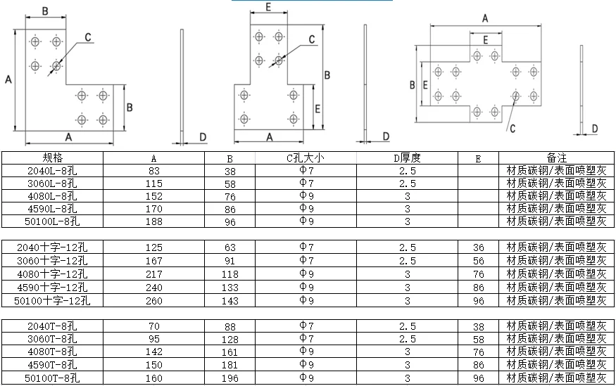 Крестовая соединительная пластина L-типа T алюминиевый профиль прямоугольные