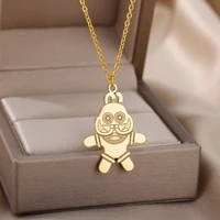 goth cartoon rabbit pendants necklaces for women stainless steel plated animal chains choker necklace 2022 jewelry gift