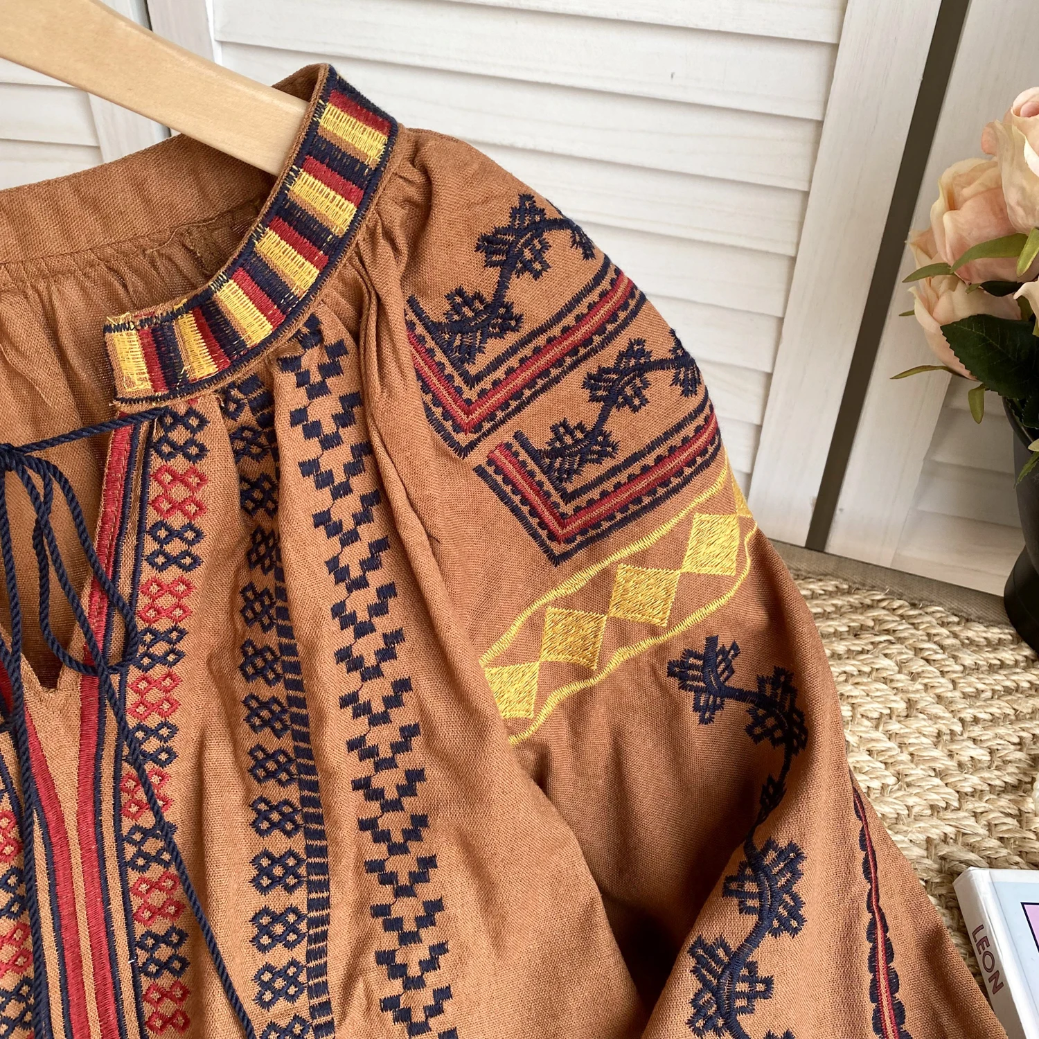 Шикарная винтажная Элегантная блузка с вышивкой и длинным рукавом модная