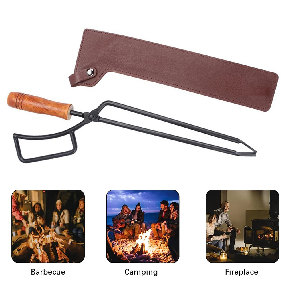 

Fire Tong Charcoal Clip Metal Wooden Barbecue Fire Tongs Heat-resistant Carbon Picking Clip Outdoor Camping Fireplace Clamp