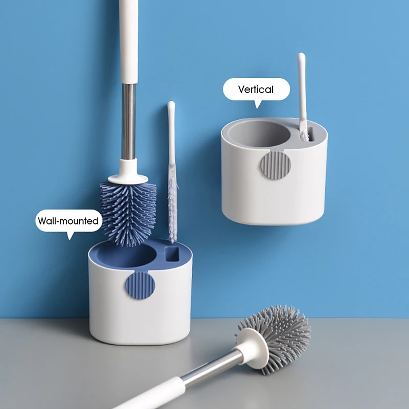 

Toilet Brush Silicone Wall-Mounted Floor-Standing Toilet Cleaning Tools With Base Home Cleaning Brush Bathroom Accessories