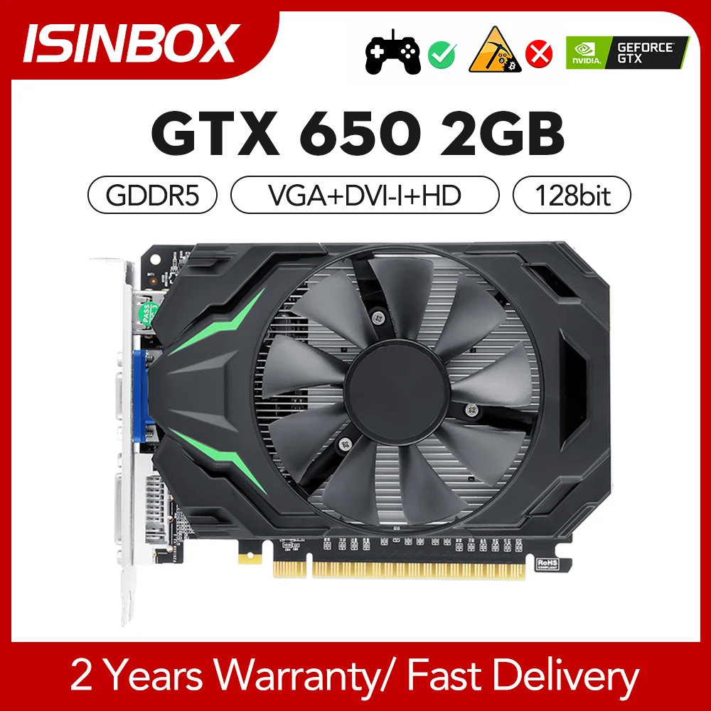 

Графическая карта GTX 650, 3,0 бит, 2 Гб, GDDR5 PCI-E 128 X16, VGA DVI-I HD, видеокарты для Nvidia GeForce GTX650 2G, бит, игровая офисная карта