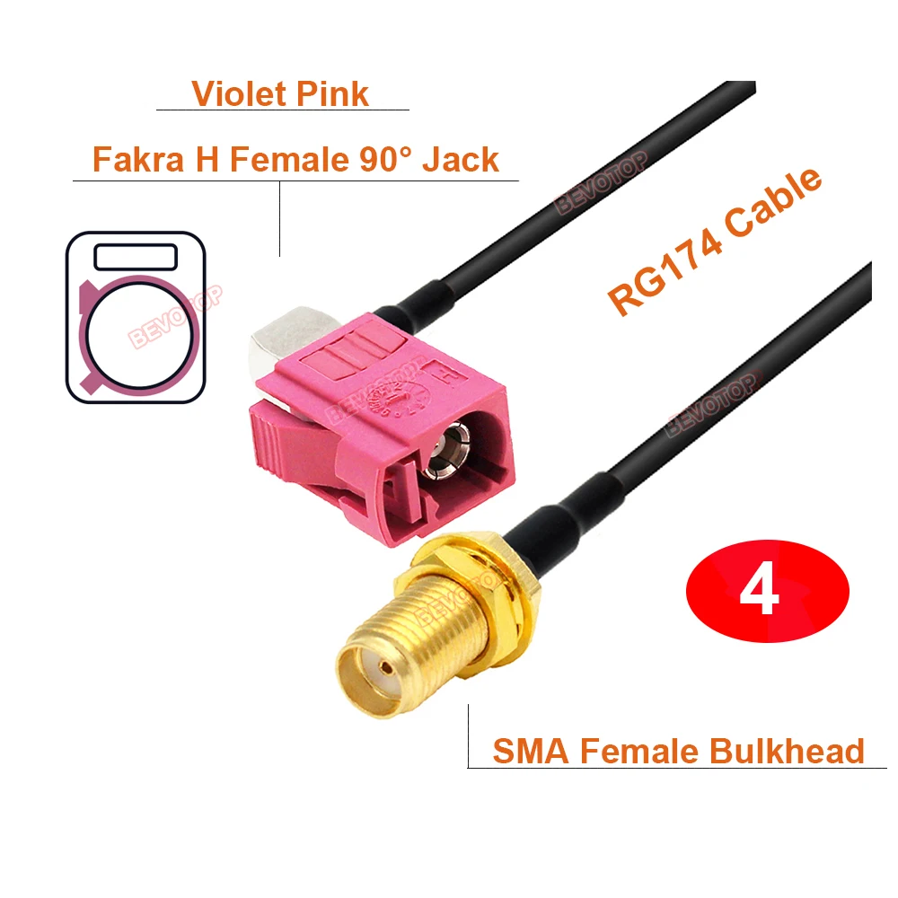 

BEVOTOP Удлинительный кабель Fakra H к SMA RG174 10см~20м