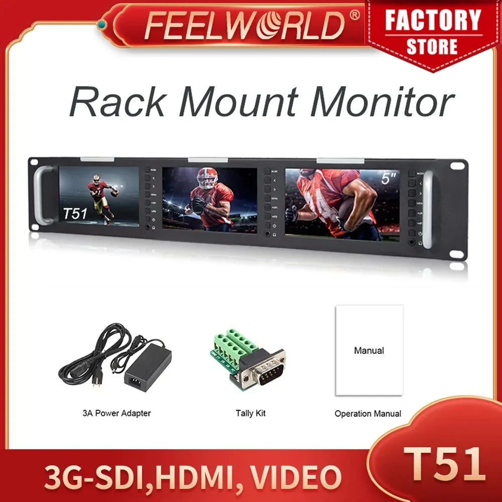 5-дюймовый ЖК-монитор Feelworld T51, 3G-SDI, HDMI, для крепления в стойку