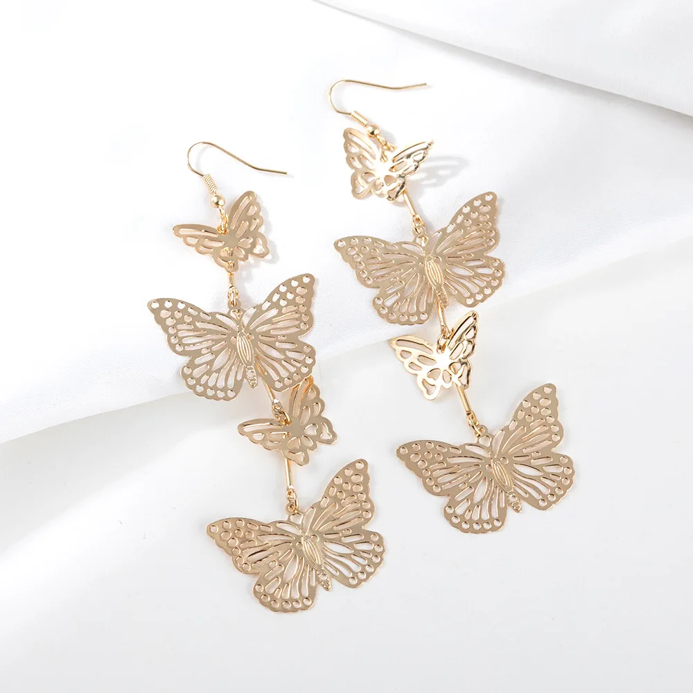 

Exaggerated Butterfly Dangle Drop Earrings Women Long Tassel Fashion Animal Jewelry Golden Minimalist Girl Gift