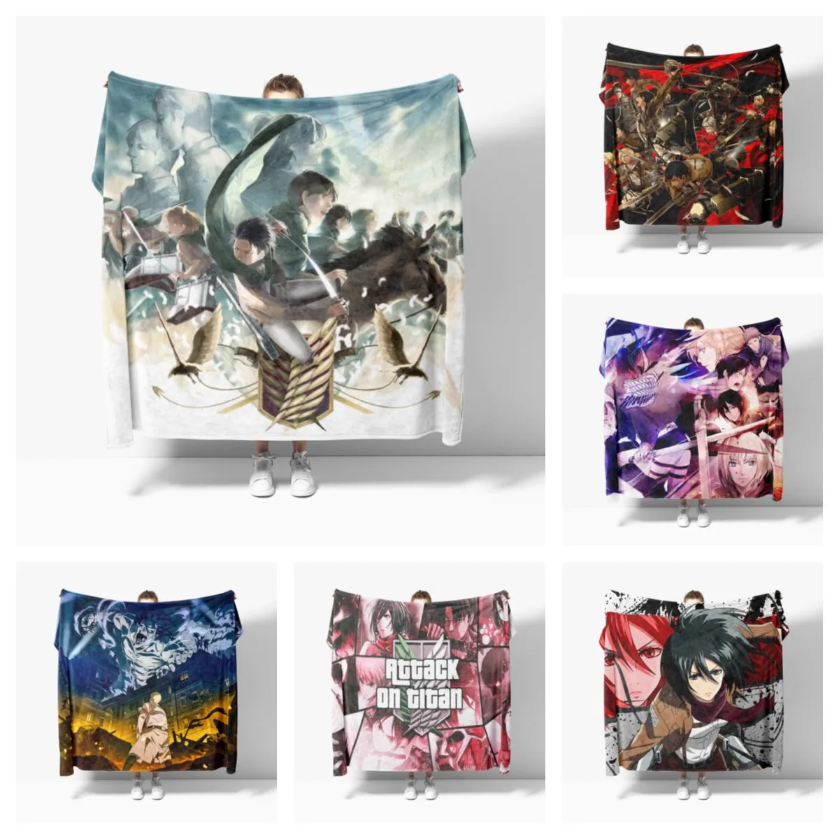 

anime attack on titan soft flannel blankets breathable super warm bedding and travel blankets customizable bed blankets