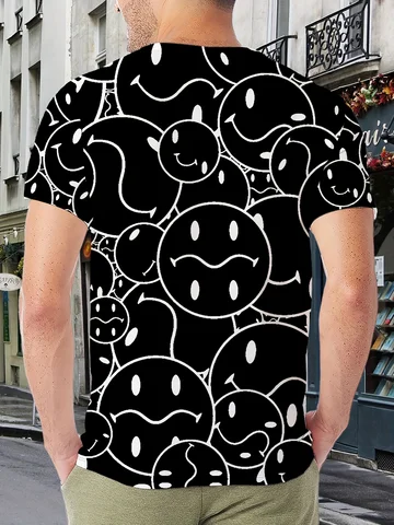 Мужская черная и белая спортивная футболка из полиэстера