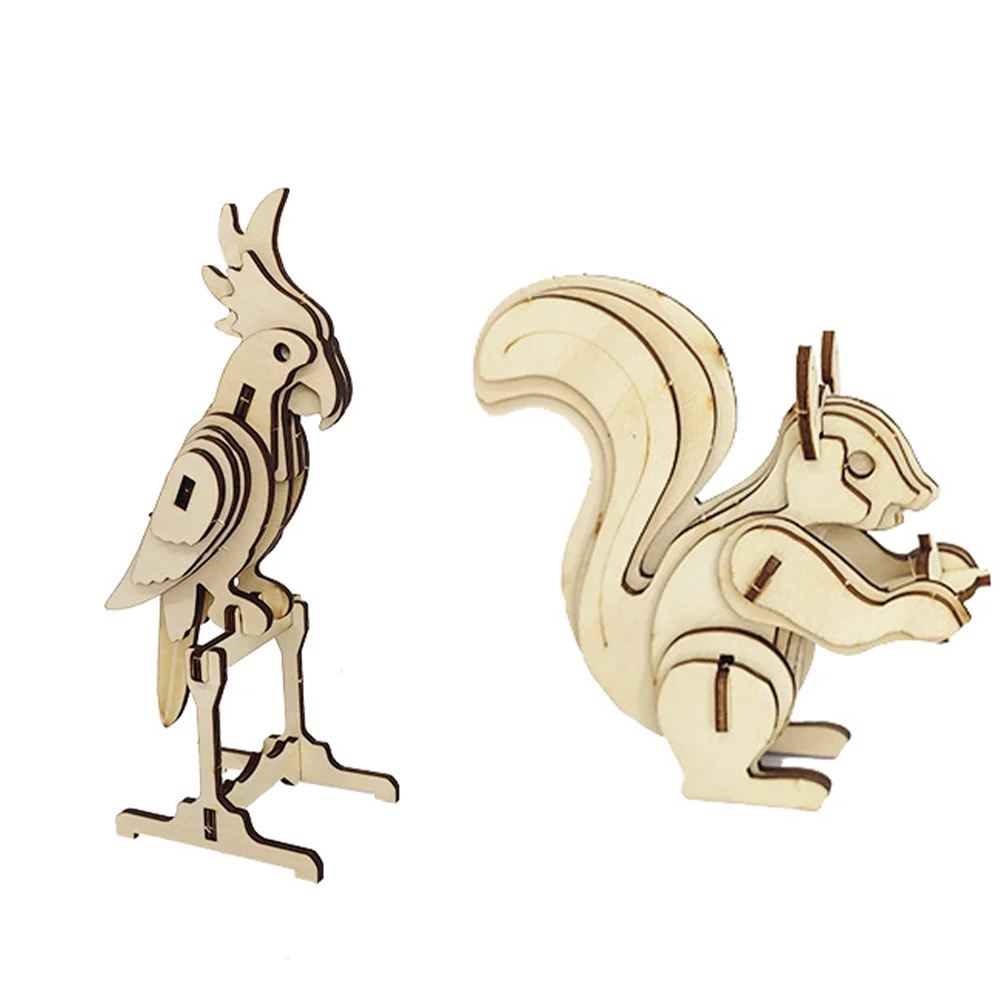 

3D Деревянный трехмерный пазл детская интеллектуальная настольная декорация в виде животных своими руками коллекционный сувенир Зоопарк Д...