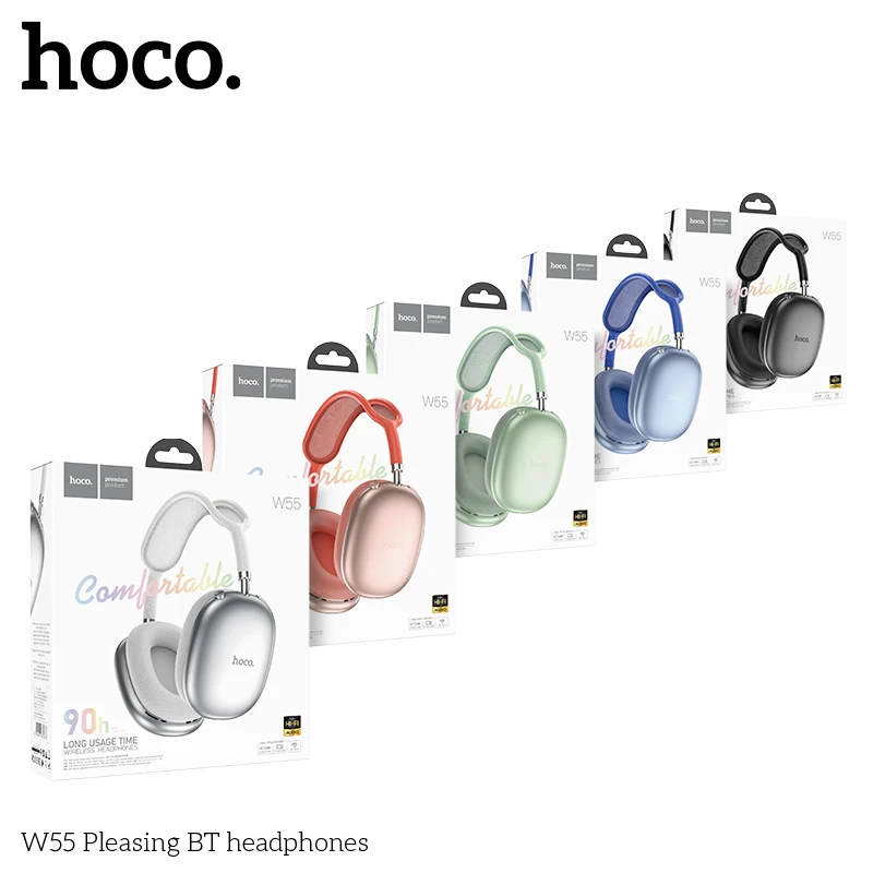 HOCO W55 Наушники-вкладыши Bluetooth Беспроводные музыкальные наушники Микрофон Hi-Fi Аудио гарнитуры Стереозвук Спортивные наушники 40 мм AUX TF (art.: 3920cd328b24e) - 3920cd328b24e