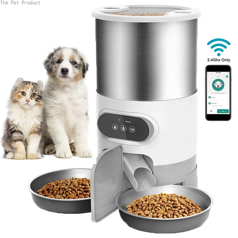 

Cat Timing Feeder Smart APP Cat Feeder With Double Meal Pet Dog Food Automatic Dispenser Suitable Small Cats Dogs Remote Feeding