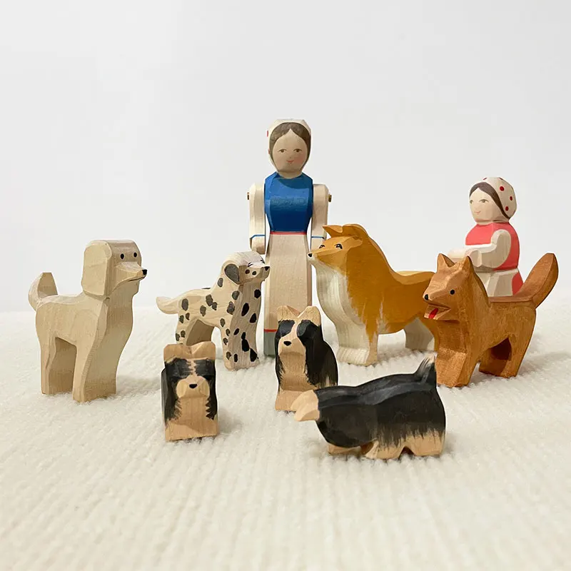 

Деревянные игрушки для собак ручной работы, далматинский пудель, тайский пудель, Бернская горная собака, фигурки, детские игрушки с открытым концом, игрушки в подарок Вальдорф