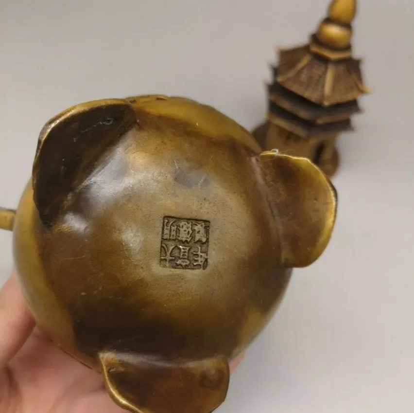 Антикварная древняя бронзовая статуя башни дракона Индия курильники цензуры