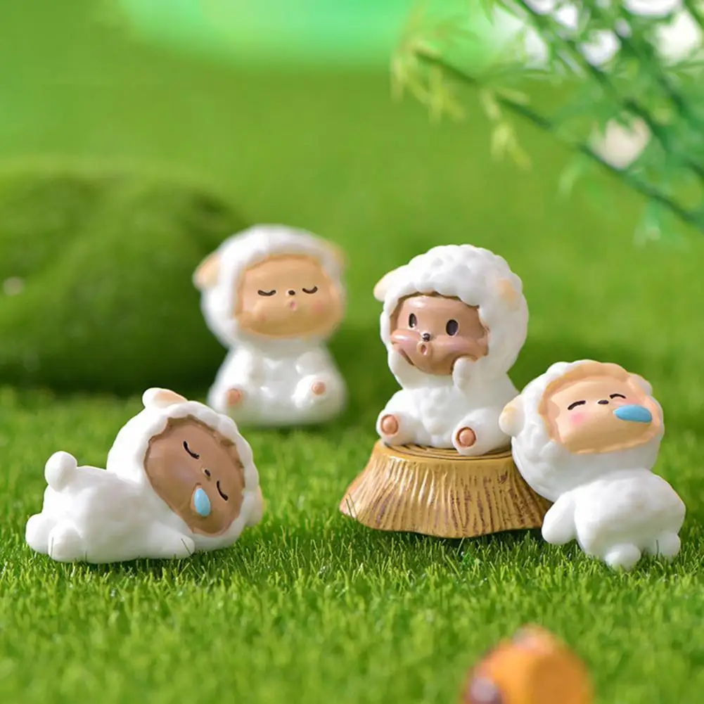 

New Cute White Sheep Lamb Moss Micro Landscape Ornaments Resin DIY Home Garden Decorations Miniature Landscaping Accessories