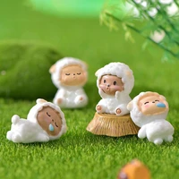 new cute white sheep lamb moss micro landscape ornaments resin diy home garden decorations miniature landscaping accessories