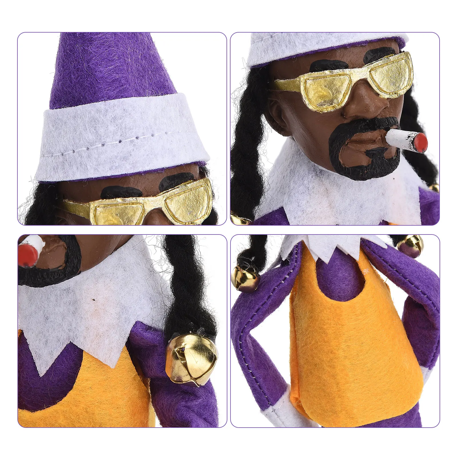 Christmas Elf Doll Doll Black Felt Figure Handmade Purple Soft Plush Toy Elf Snoop Fan Non-Woven Fabric Doll Gift For Friend images - 6