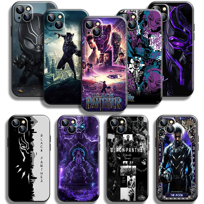 

Marvel Avengers Black Panther For iPhone 13 12 11 Pro Max Mini 5 6 6S 7 8 Plus X XR XS Max Phone Case Black Liquid Silicon