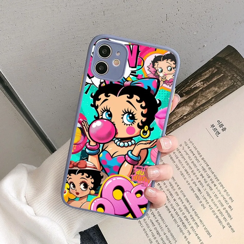 Фото Чехол для телефона B-Betty-Cute-Boop, прозрачный матовый чехол для iPhone 14 11 12 13 Mini Pro Max 8 7 Plus X XR XS MAX №2