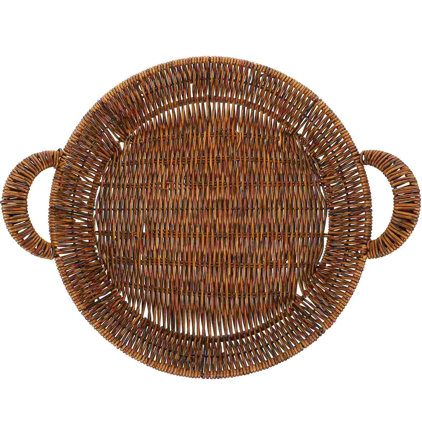 

Basket Tray Rattan Serving Bread Woven Wicker Round Egg Storage Holder Shelf Baskets Fruit Organizer Hand Paper Seagrass Toilet