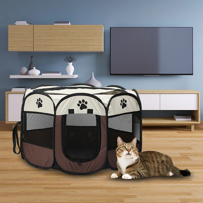 

Portable Folding Pet Tent Outdoor Dog House Octagon Cage For Cat Indoor Playpen Puppy Cats Kennel Easy Operation Big Dogs House