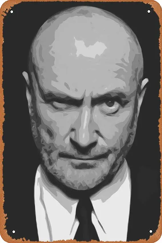 Zuhhgii FLmiling Phil Collins Plaque Плакат Металлическая жестяная вывеска Ретро Винтаж 8x12