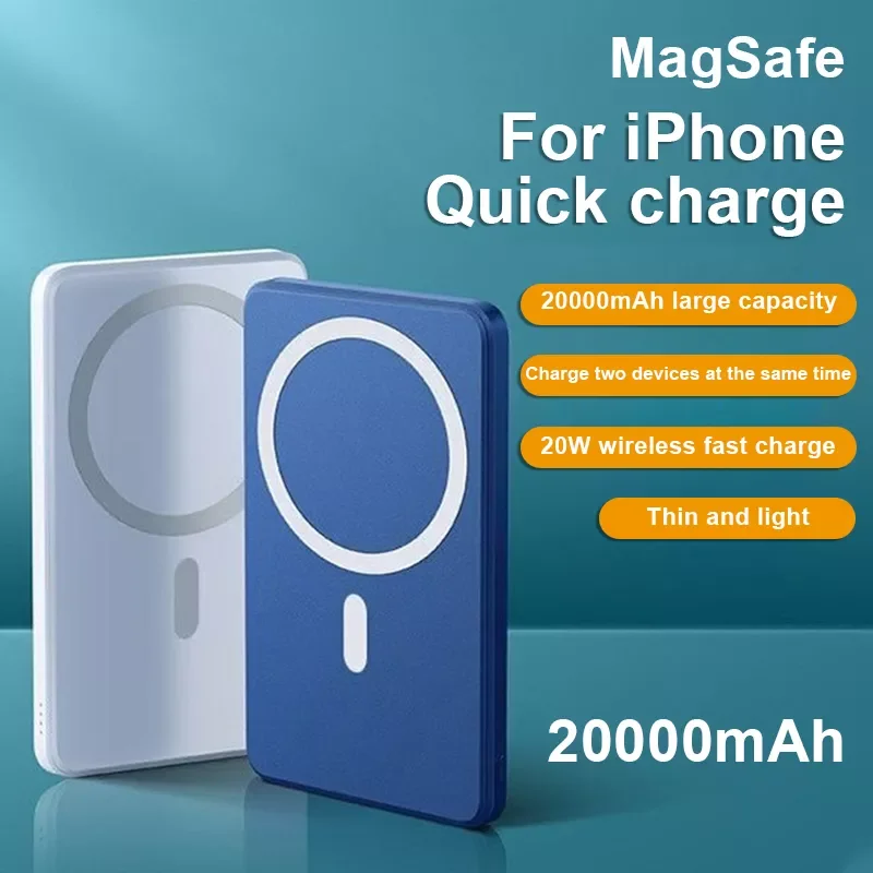 

NEW 20000mAh Magnetic Power Bank Mini Portable Large Capacity Charger PD20W Wireless Fast Charge External Battery for iPhone