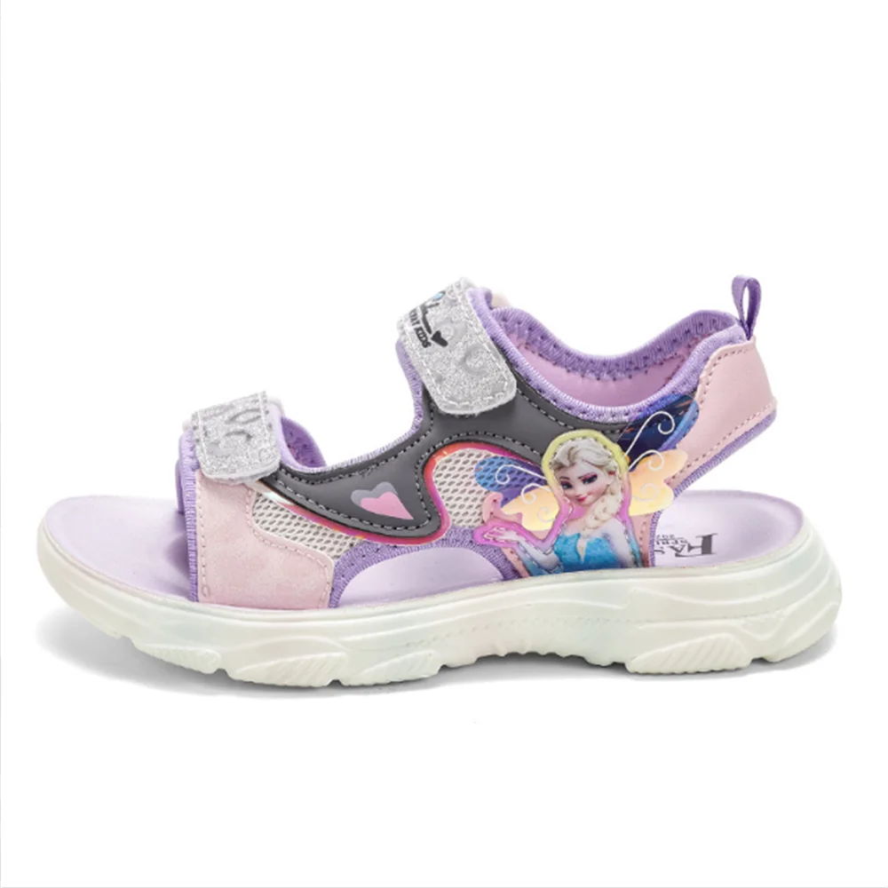 

Girls Sandals 2022 Summer New Disney Frozen Princess Sandals Student Soft Sole Casual Girls Children's Beach Shoes