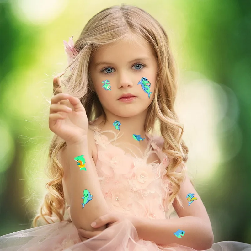 5 шт./компл. светящиеся тату лицо временная машинка Русалка детское тело