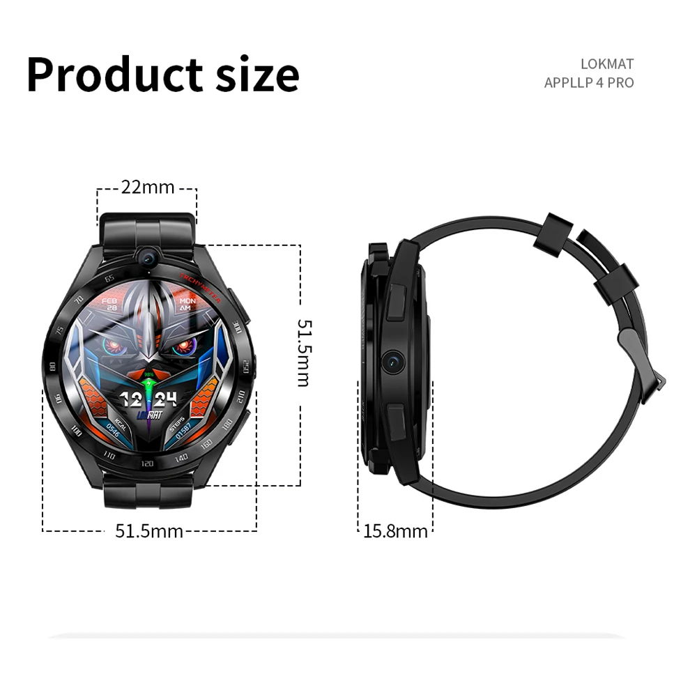 LOKMAT APPLLP 4 PRO Android Смарт часы телефон Wifi GPS мужские монитор сердечного ритма 6G + 128G