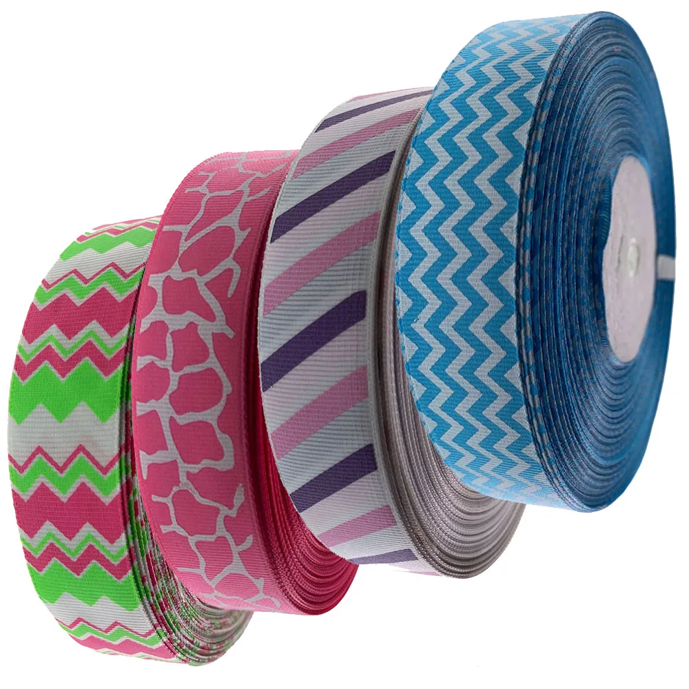 

Free 50Yards 1" Printed Striped Grosgrain Ribbons For Hair bow Accessories Wedding Gift Wrap DIY Craft Supplies 2.5cm