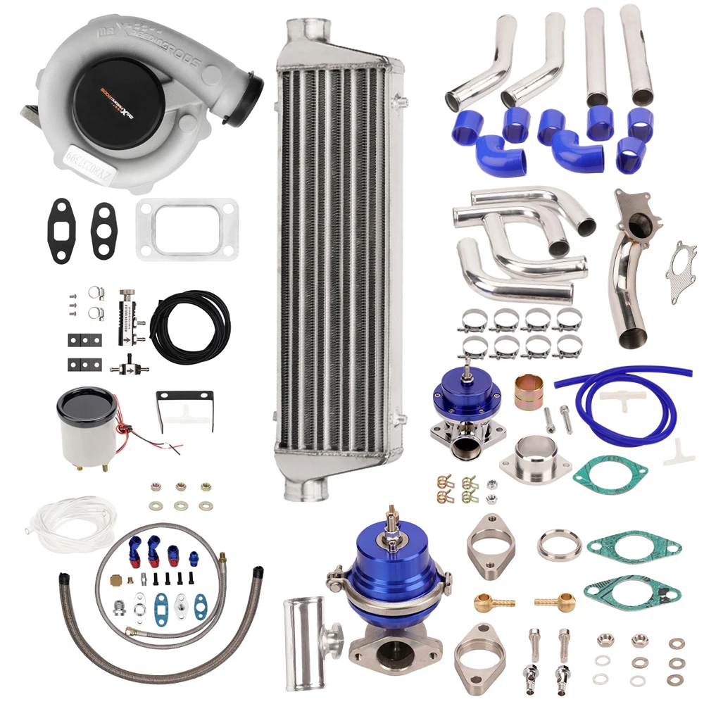 

Universal T3 T4 T04E Turbo Turbocharger Kit with Wastegate Intercooler piping Oil Line 10PCS