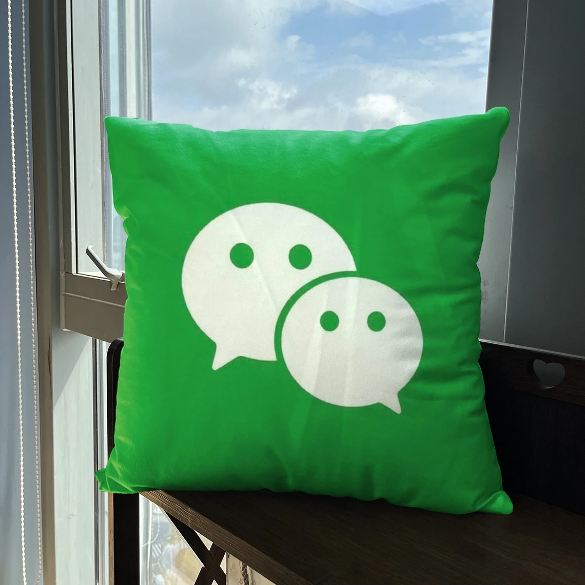 Чехол для диванной подушки зеленый забавный чехол с логотипом WeChat автомобиля