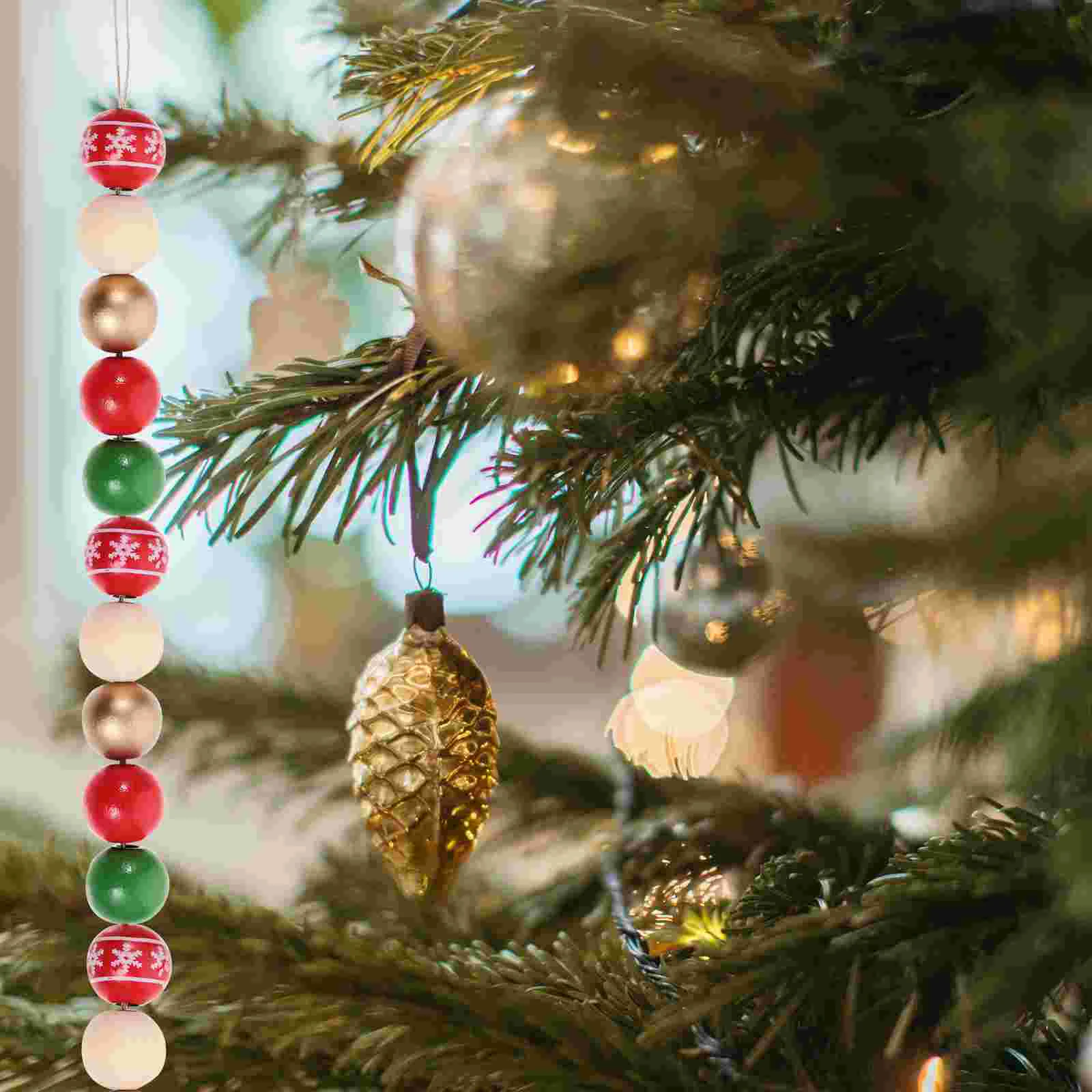 

DIY Garland Wood Bead Round Beads Wooden Charms Bracelet Christmas Handcraft Jewelry