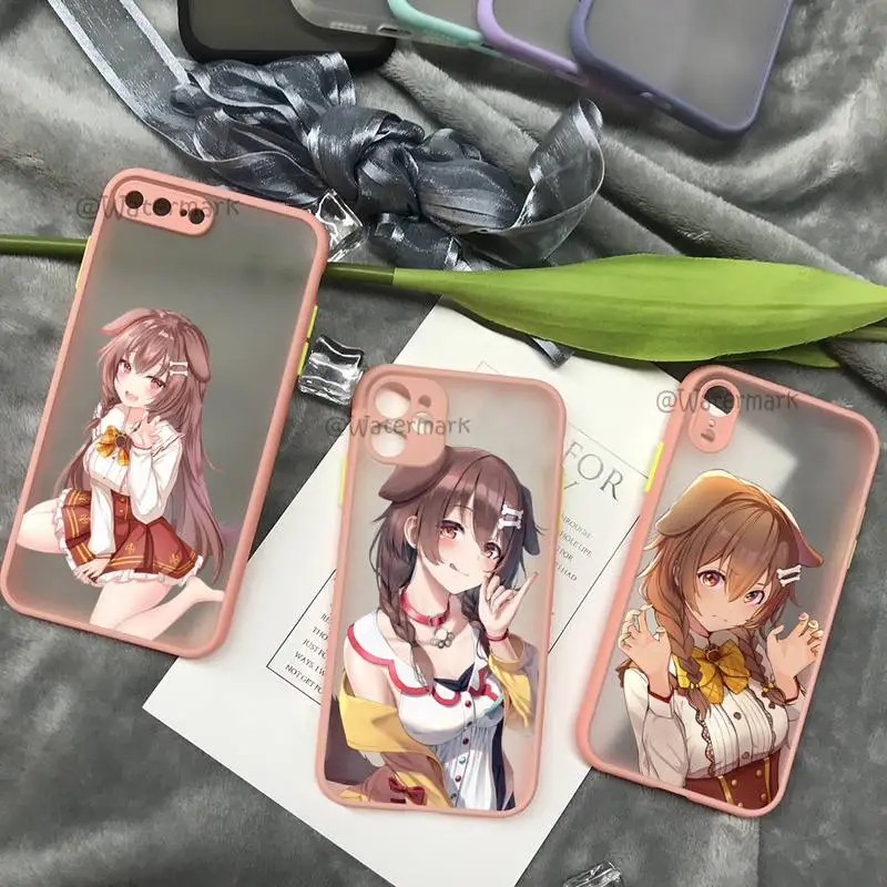 

Inugami Korone Hololive Phone Case For IPhone 13 12 11 Pro Mini Max Xs Xr X 8 7 Plus Pink Matte Translucent Coque