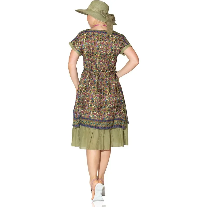 

Bay Voile Dress Crispy Pattern Green Women Summer Dress Casual Long Prom Midi Maxi