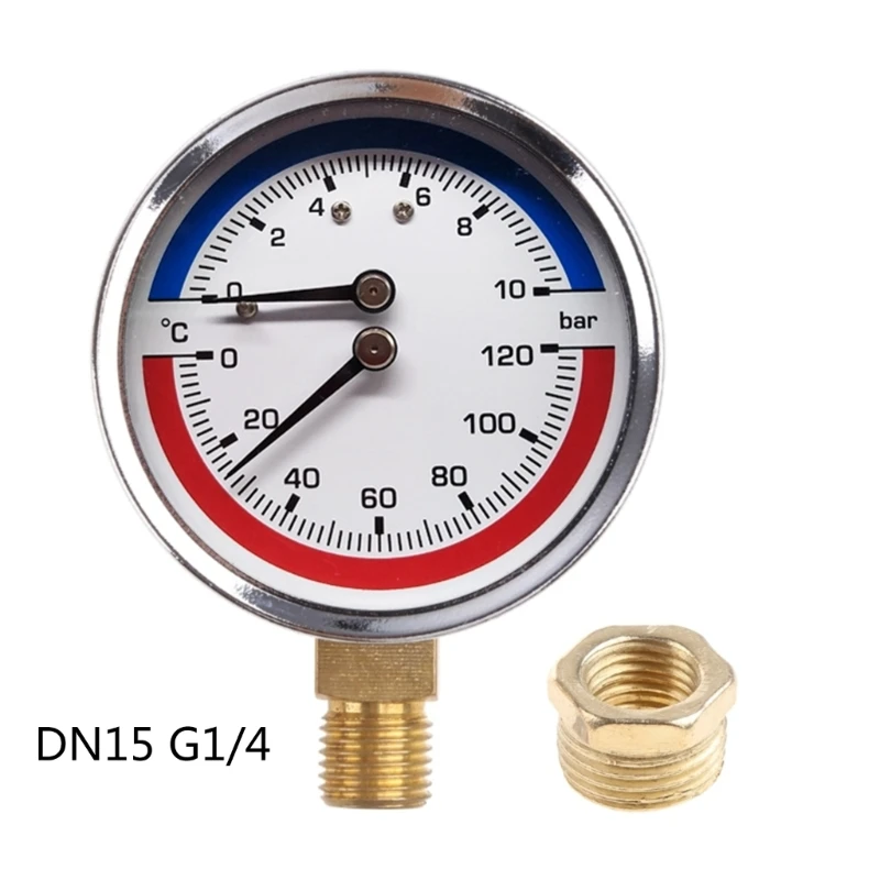 

Термоманометр 94PD, измеритель температуры и давления котла 0-120 ℃ 0-10 бар, диапазон измерения, фитинг для системы отопления пола