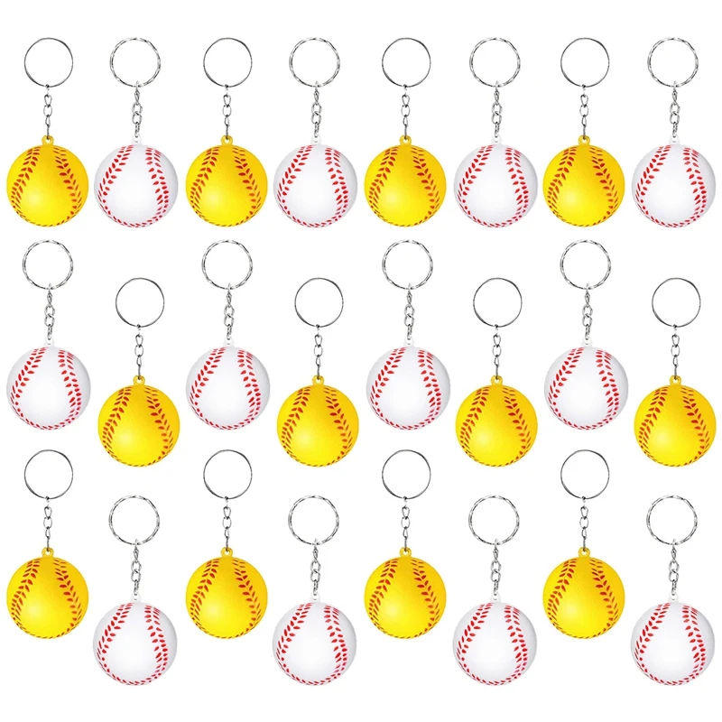 

24 Pack Baseball Keychains,Mini Baseball Stress Ball Keychains,Sports Ball Keychain,School Carnival Reward For Kids A