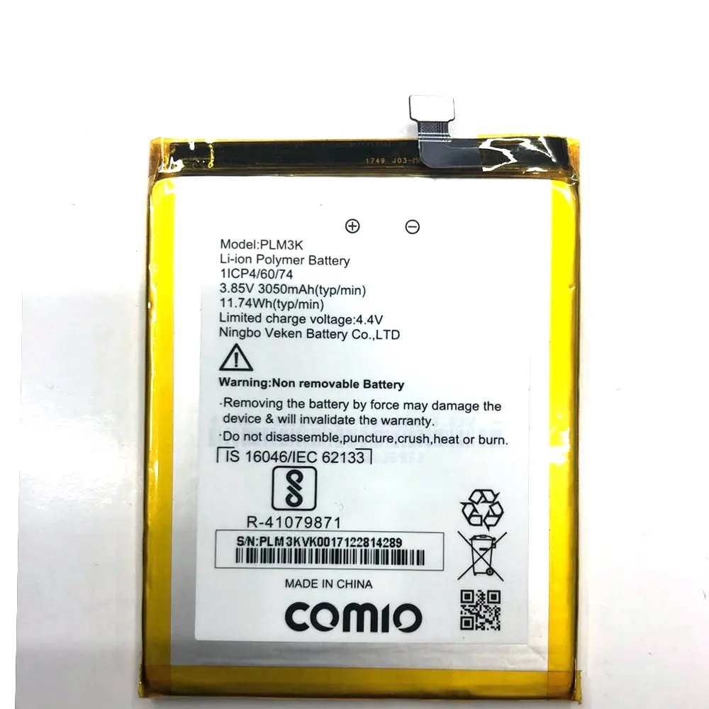 Высококачественная батарея PLM3K 3050mAh 11.74Wh 3,85 V для Comio PLM3K 1ICP4/60/74, батарея для сотового телефона