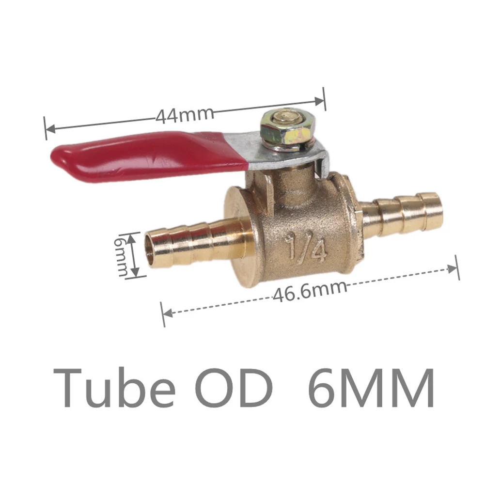 

Brass Valve Valve Switch 6mm 8mm 10mm 12mm Ball Valve Brass Direct Pass Type Hose Barb Shut-off Water/Air Gas Line