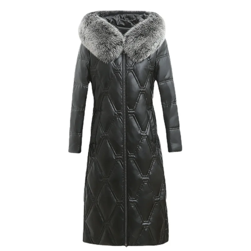 

Женская байкерская куртка на молнии, зимнее пальто из натуральной кожи с меховым воротником, верхняя одежда большого размера на молнии, 2023