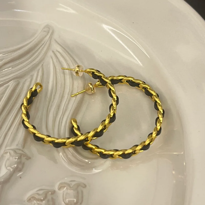 

Женские серьги-кольца из натуральной кожи, в стиле панк