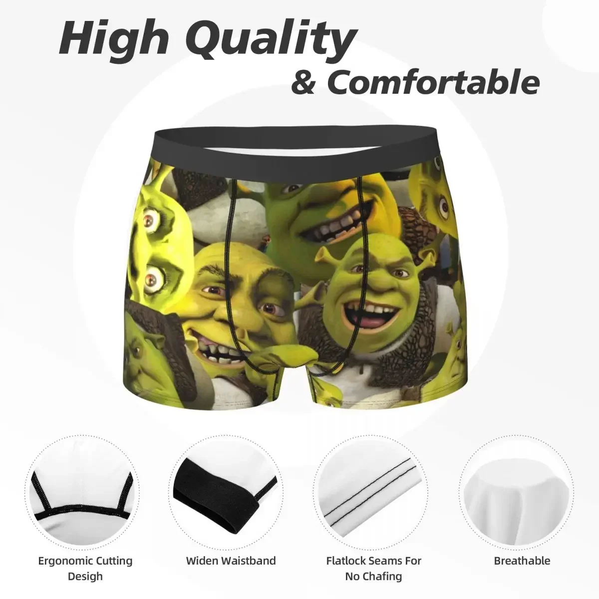 Boxer Underpants Shorts Shrek Collage Panties Men's Breathable Underwear for Homme Man Boyfriend Gifts
