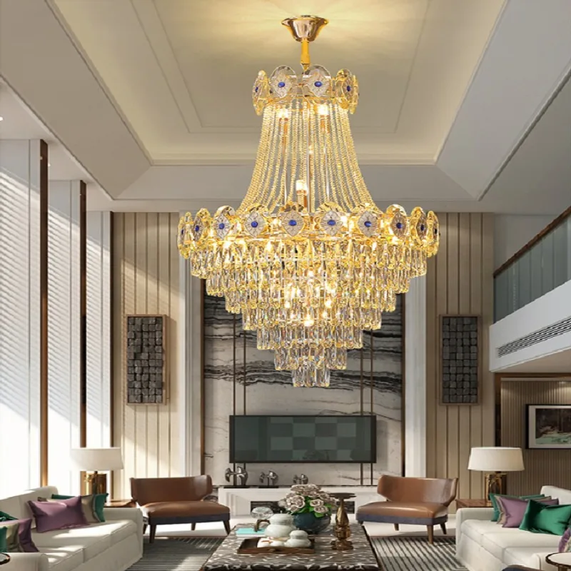 

LED pendant lamp Three Color Dimmable Luxury Nordic Suspension Sapphire Crystal Hanging Lamp Home Decor light lamps living room