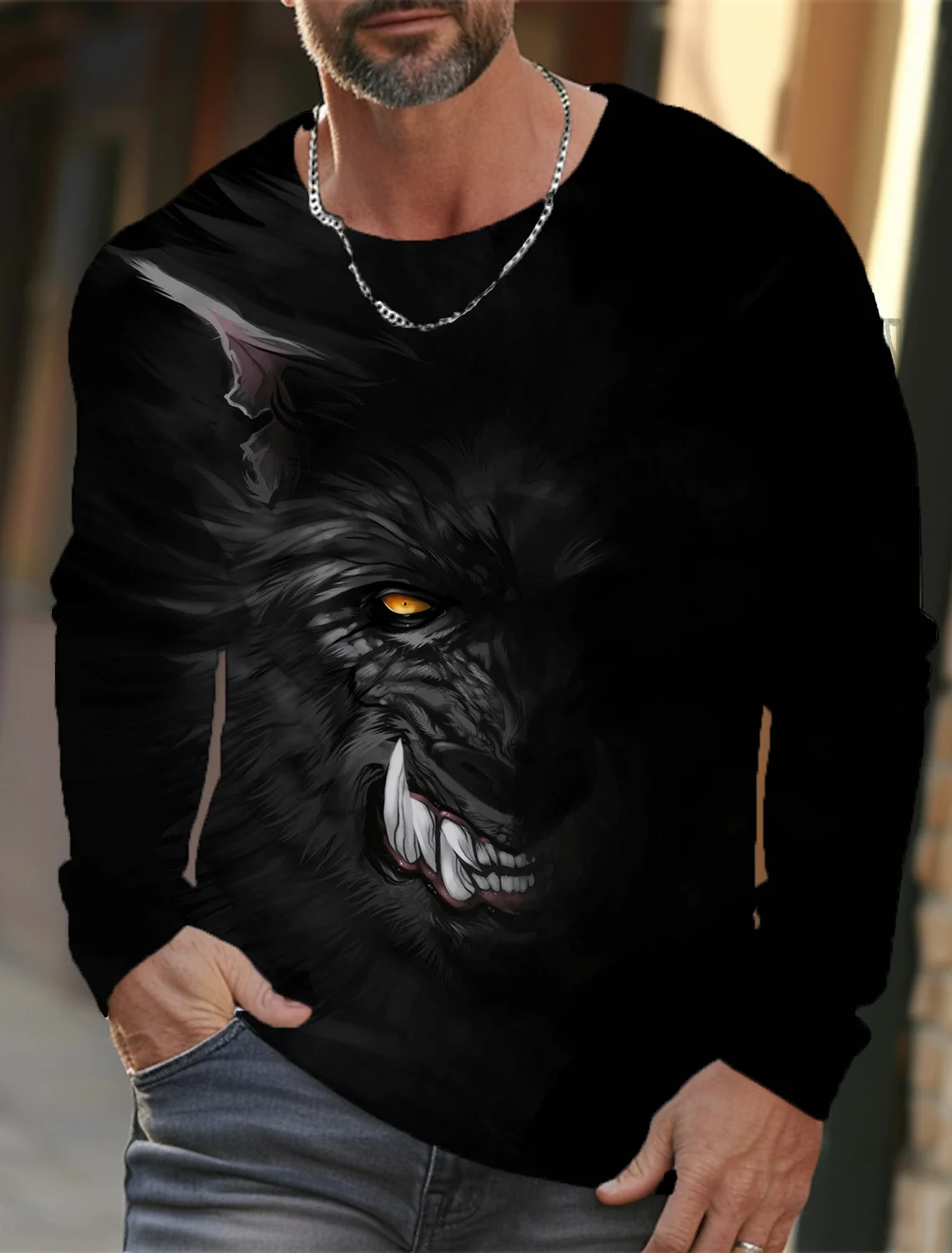 Мужская футболка с длинным рукавом и 3D-принтом осенняя Повседневная круглым