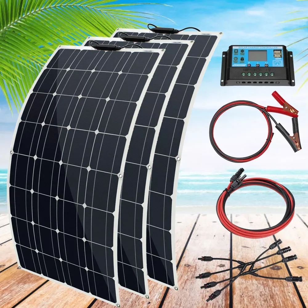 

NEW 12v 100w 200w 300w high efficiency Monocrystalline Solar Cell flexible solar panel kit for 12 volt battery camping