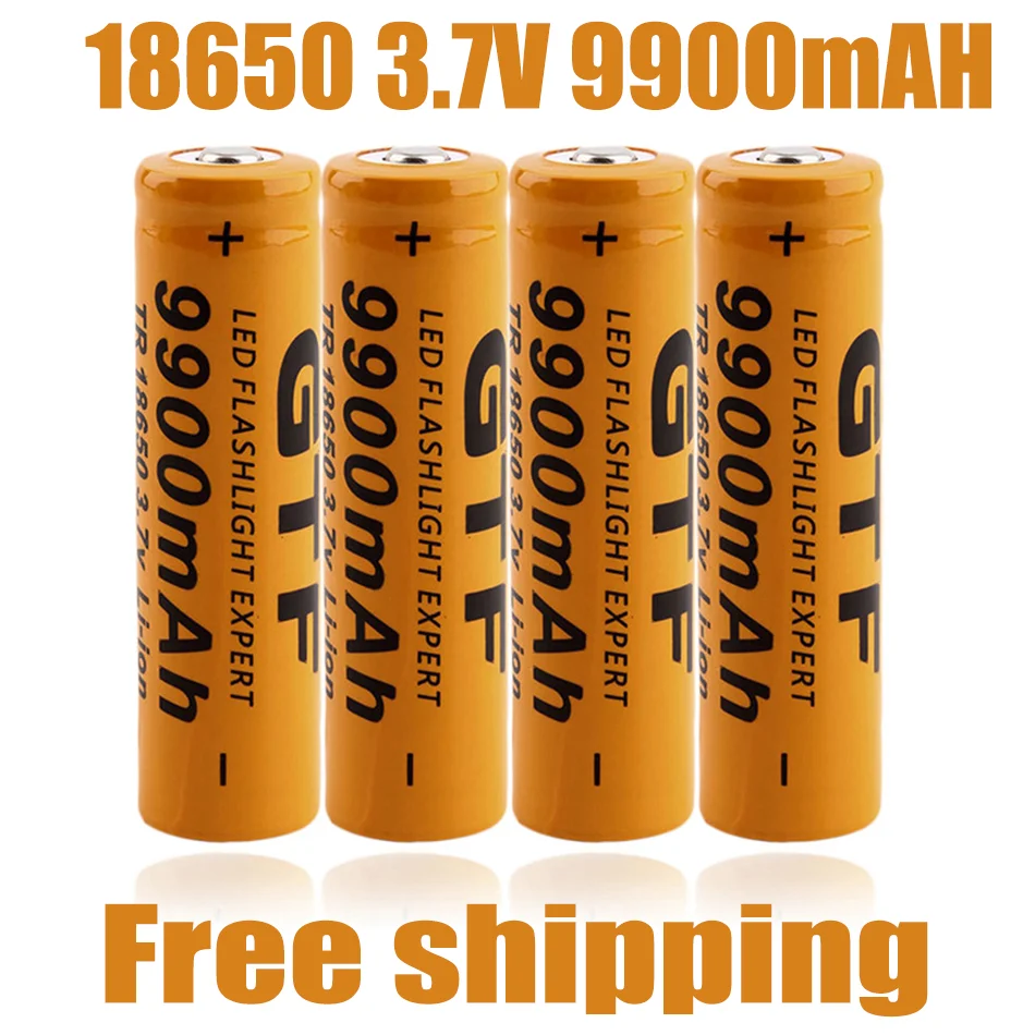 

18650 Battery High Quality 9900mAh 3.7V 18650 Li-ion batteries Rechargeable Battery For Flashlight Torch + Free shipping 18650